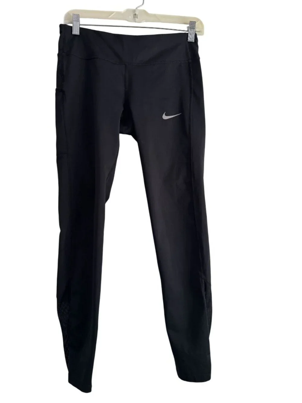 Nike Dri-Fit Black Activewear Leggings L Polyester/Spandex Mesh Panels Womens - Picture 1 of 12